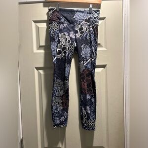 Athleta Paisley Print Leggings - Black and Blue